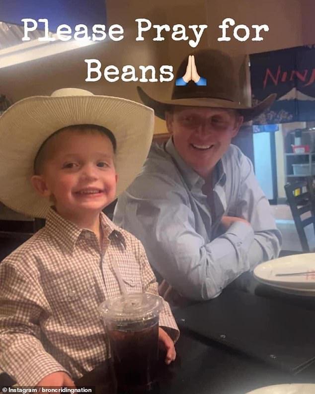Rodeo group Bronco Riding Nation shared this photo asking fans to pray for Levi and pledging to donate proceeds from a portion of his sales