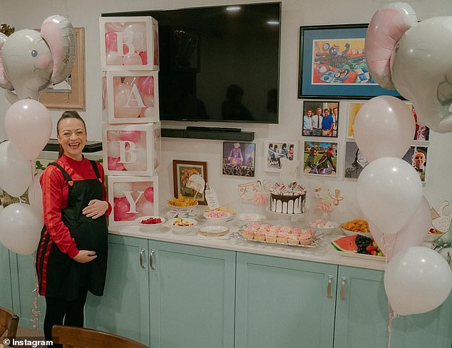 Caterina shared photos on Instagram on Friday from a sweet baby shower that the Wiggles team organized for her (pictured) before she went on maternity leave