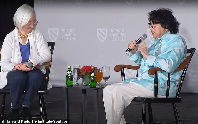 Sotomayor spoke at Harvard University's Radcliffe Institute, where she received an award