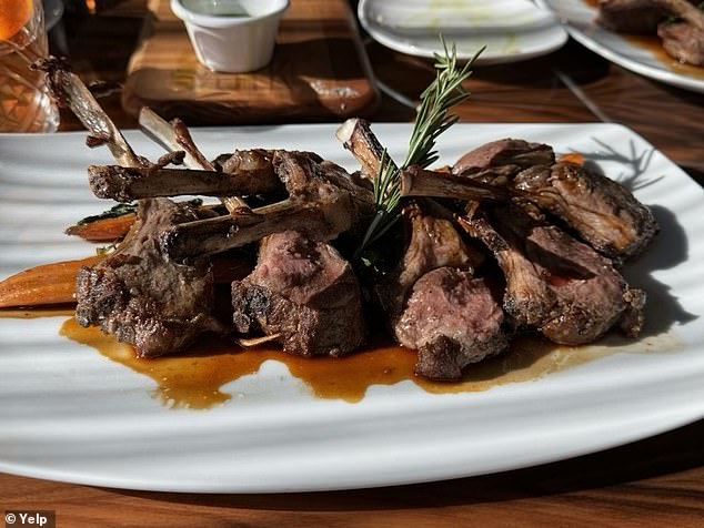 Sietsema described the rack of lamb (pictured) as 'warm, moist and fuzzy' and claimed the beef rib was the 'saddest cut of all'.