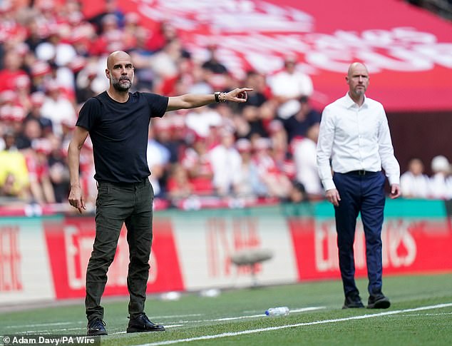 Ten Hag (right) is expected to be sacked even if his side beat Manchester City in the FA Cup final