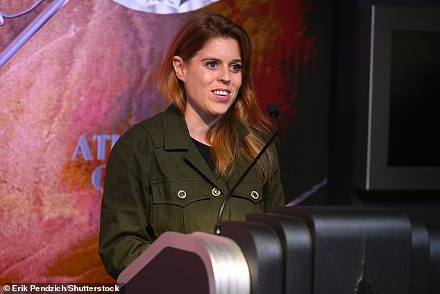 Royal expert Phil Dampier said that 'if you do it carefully' it could be possible for the York sisters to 'take on a number of non-controversial roles with charities such as hospitals, schools and even the military' (Picture: Princess Beatrice in New York earlier this month )