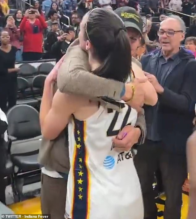 Clark and Kutcher hugged in celebration after Clark won her first-ever WNBA game