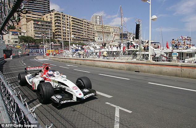 British driver Jenson Button, from the BAR-Honda team, finished second on the Monaco podium