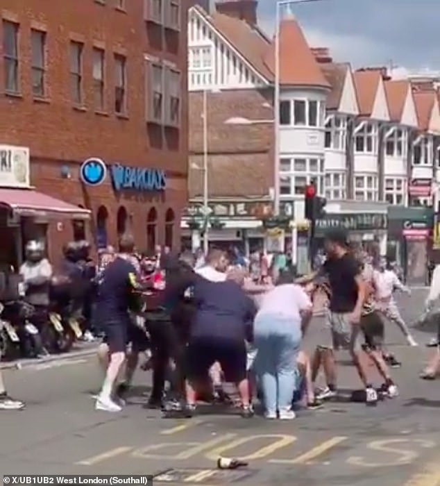 The scrap metal spilled onto the road at a bus stop in Harrow, just before the Wembley showpiece