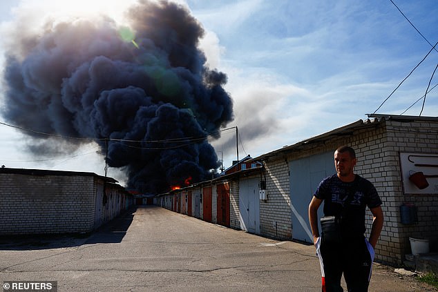 President Volodymyr Zelensky has condemned the attack - which sent a huge column of black smoke into the sky - as 'despicable'.
