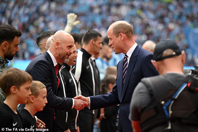 Prince William completed his pre-match FA duties by shaking hands with all the players and officials