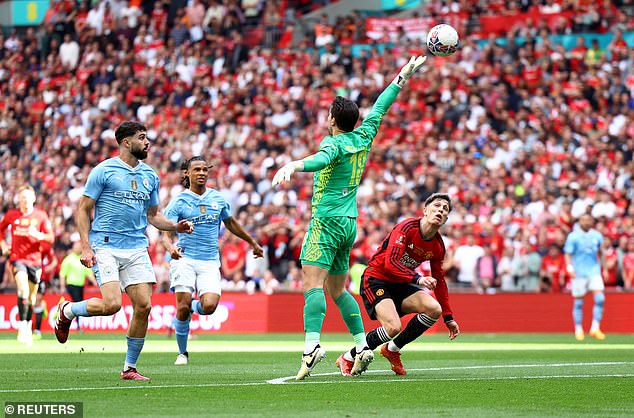 Garnacho opened the scoring for United after a defensive error by Man City