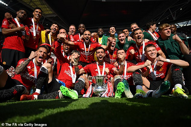 United's stars posed for a celebratory photo as joy was evident on their faces