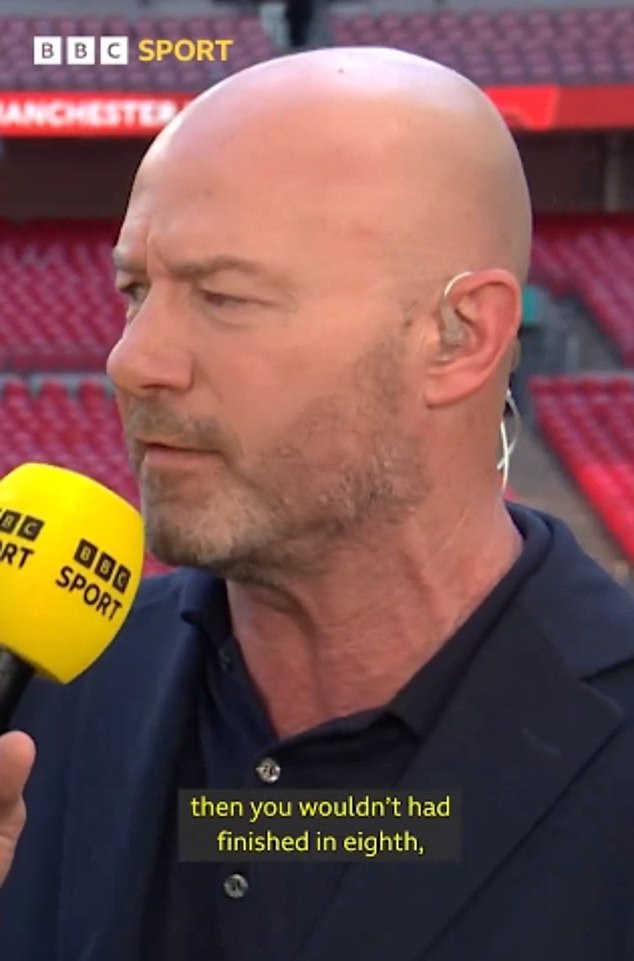 BBC pundit Alan Shearer was also criticized for his role in the on-pitch interview
