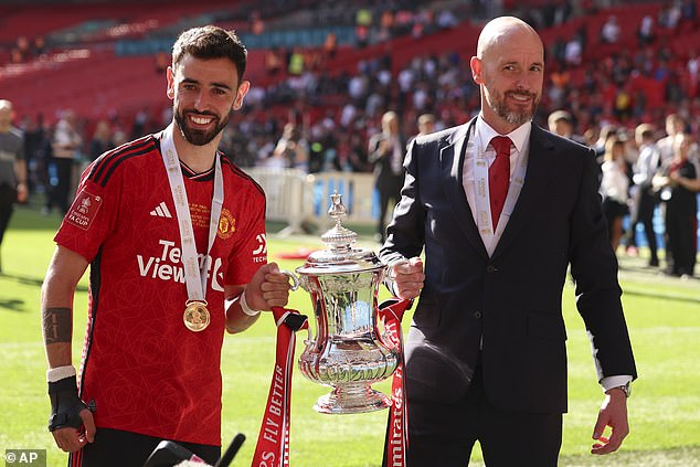 Reports emerged on Friday that United would sack Ten Hag (right) even if he won the FA Cup
