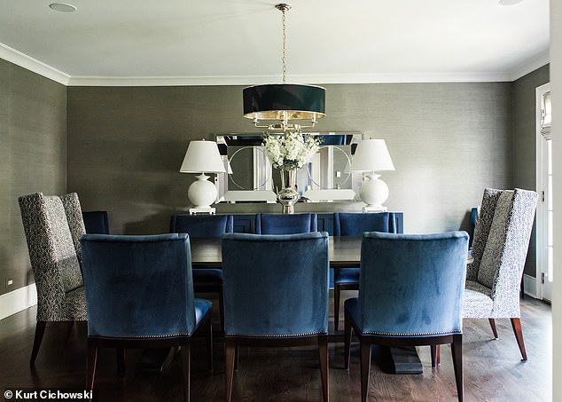 Pictured: One of many dining rooms in the charming Winnetka home