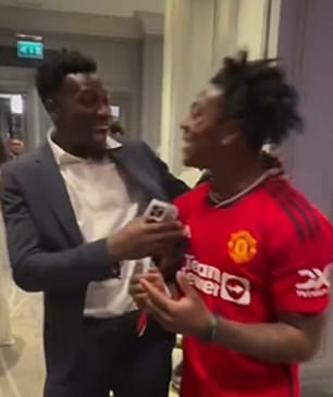 Speed ​​(right) showed Onana (left) a photoshopped photo of herself, before the pair burst out laughing