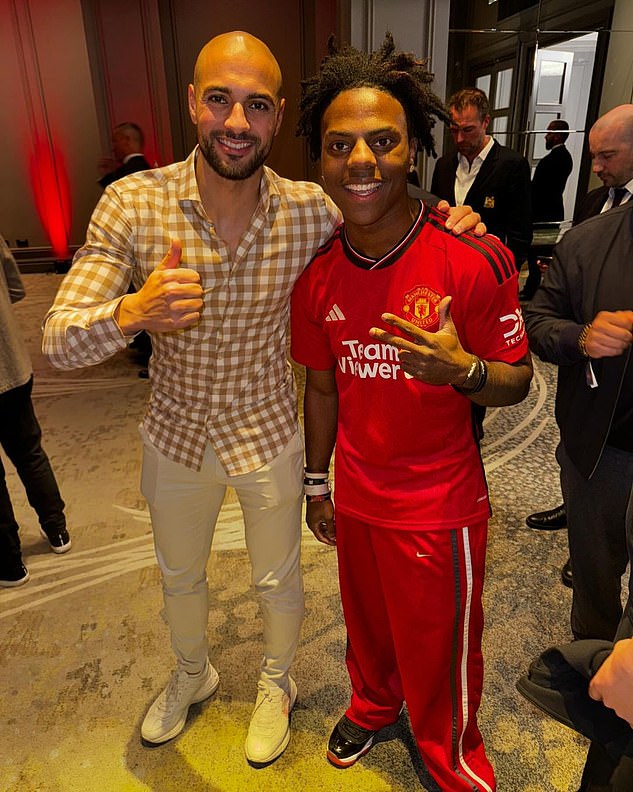 Sofyan Amrabat (left), who played the full 90 minutes, was also pictured with the YouTuber at the party, with the Moroccan returning to Fiorentina following the completion of his loan.