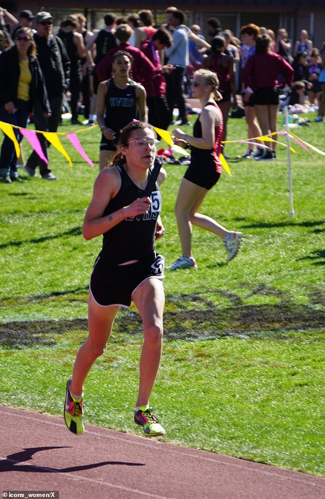 Veronica Garcia, aka Davina Brown, aka Donovan Brown, of Washington State won the 1600 Sprint Medley Relay last month