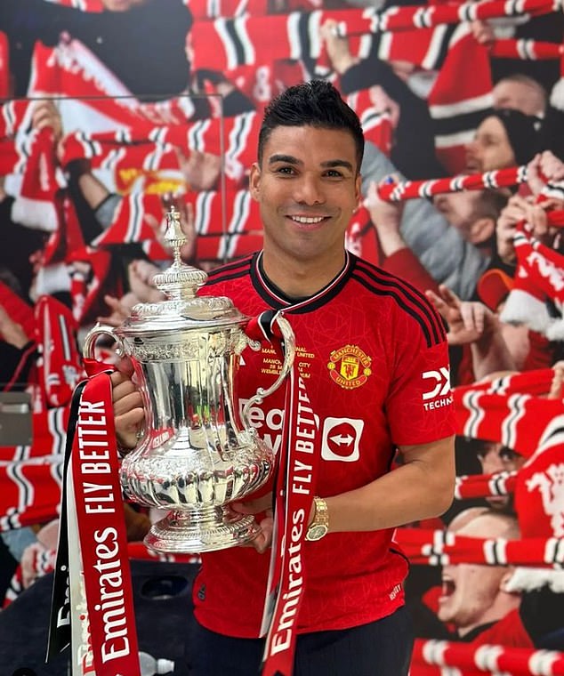 Casemiro shared a photo of himself holding the FA Cup after Man United's win