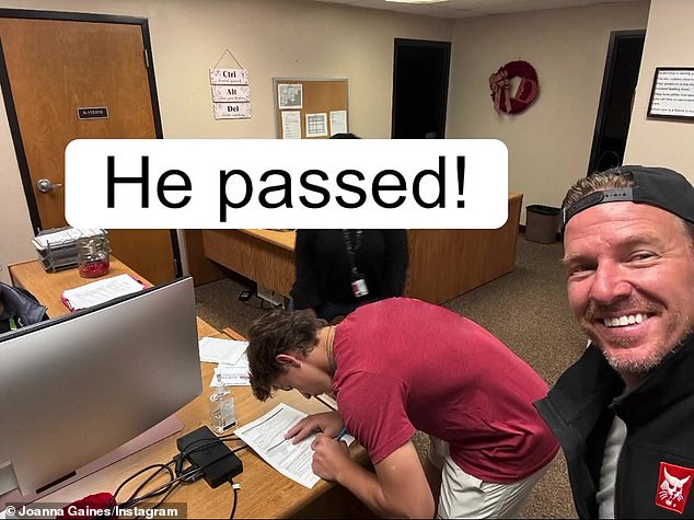 She shared a special montage shot by husband Chip Gaines as their son officially passed his driver's license test