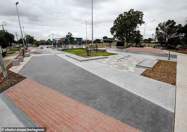 The groups clashed at the Errington Reserve Plaza skate park (pictured) in St Albans, Melbourne
