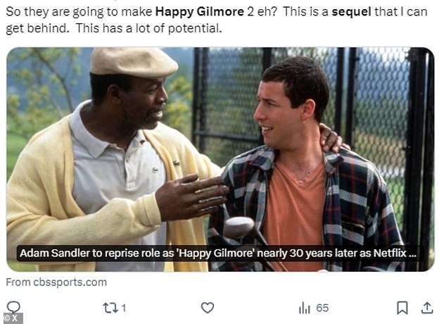 While fans will have to wait and see how Gilmore's golf career will be resurrected, they took to X to share their joy over the long-awaited news