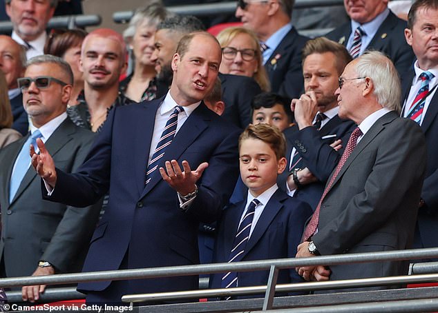 William looked animated as he watched the Emirates FA Cup final between Manchester City and Manchester United at Wembley Stadium