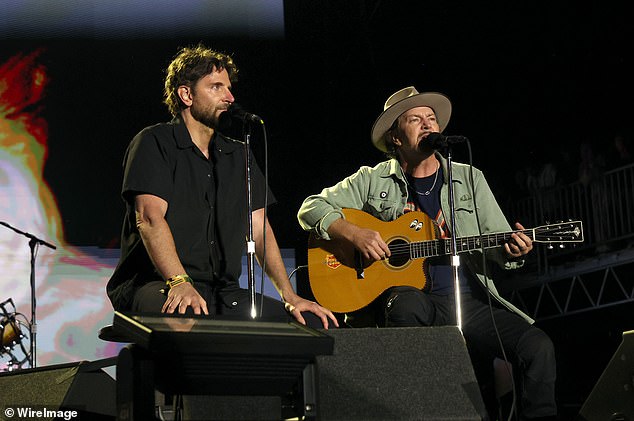 He was seen performing an acoustic rendition of Maybe It's Time alongside the Pearl Jam frontman, who he previously said inspired his character Jackson Maine in his 2018 film A Star Is Born.