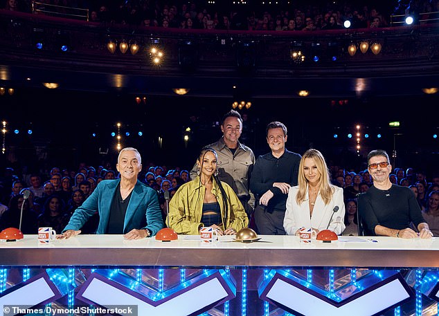 The show is about to enter its semi-finals with live programming airing from Monday May 27 (photo L-R Bruno Tonioli, Alesha Dixon, Ant and Dec, Amanda Holden, Simon Cowell)
