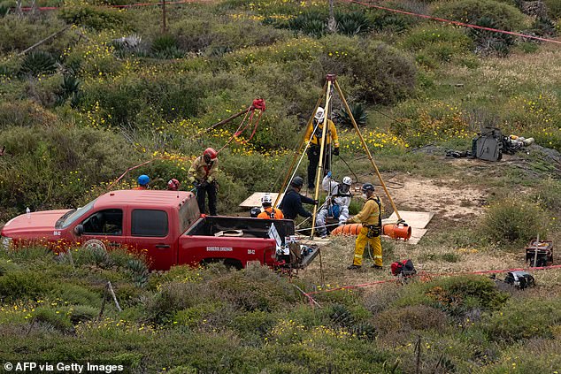The remains were found in a pit (photo) more than 15 meters deep next to a cliff at Punta San José in Santo Tomás, in the municipality of Ensenada.
