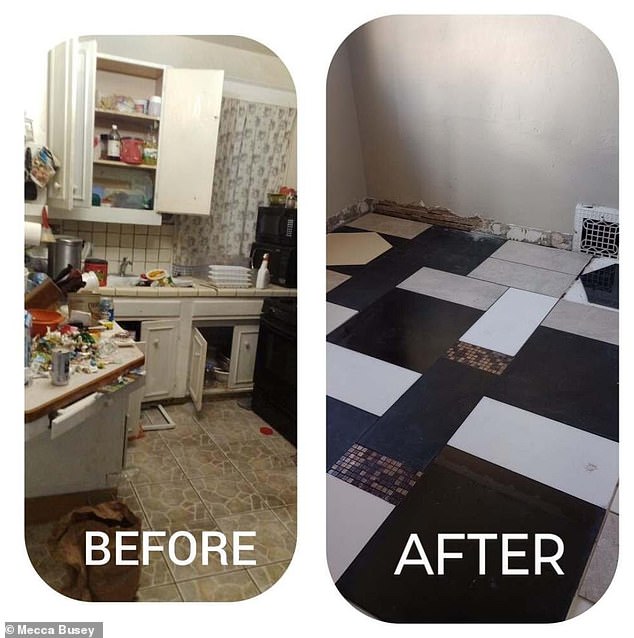 “That's what I'm saying, I actually thought I was going to get the house or I wouldn't have,” Busey said.  (Photo: The before and after of the home's kitchen after Busey's renovation)