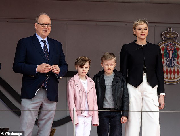 Albert and Charlene watched the live action with their twins, Princess Gabriella and Prince Jacques, both nine