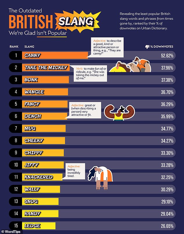 In contrast, 'canny' turned out to be the least popular British slang word.  