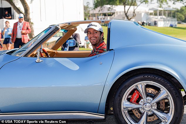 Riley was gifted a 1975 Stingray Corvette for winning the Charles Schwab Challenge in Texas