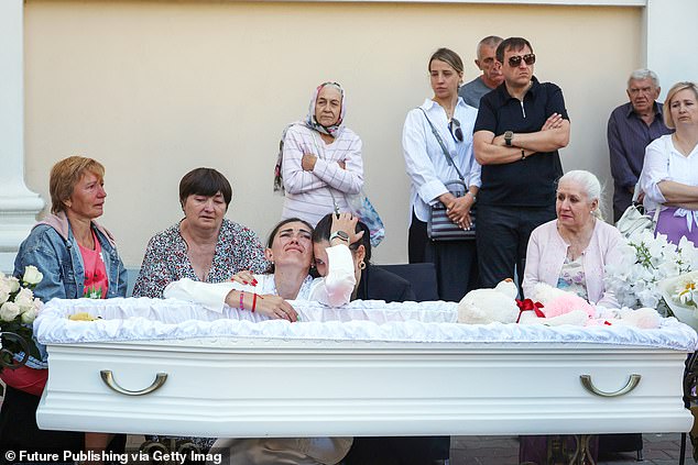 The young girl, born in November 2019, was buried in the Transfiguration Cathedral in Odesa, southern Ukraine