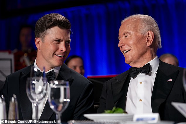 In April, Colin was given the honor of hosting the White House Correspondents' Association Dinner.  He is seen here with Joe Biden