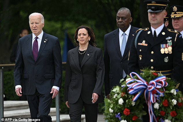 Austin (right) took part in the annual tradition just three days after he had to temporarily relinquish his duties to undergo a medical procedure at Walter Reed Medical Center