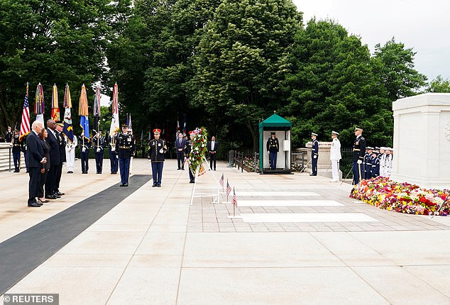 During the solemn ceremony, Biden honored veterans who have served the US throughout history