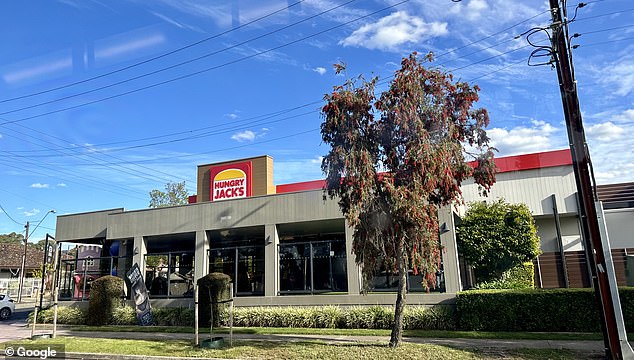 Rosas allegedly attacked the child at the Hungry Jacks in Firle, East Adelaide (pictured) on Friday before fleeing after being confronted by the parents.