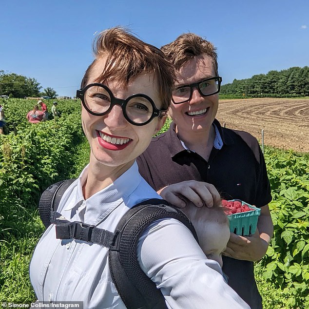 Pictured: The Collins couple picking raspberries in a photo shared to Instagram