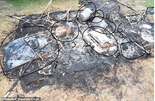 Russell Hill and Carol Clay's burned-out campsite