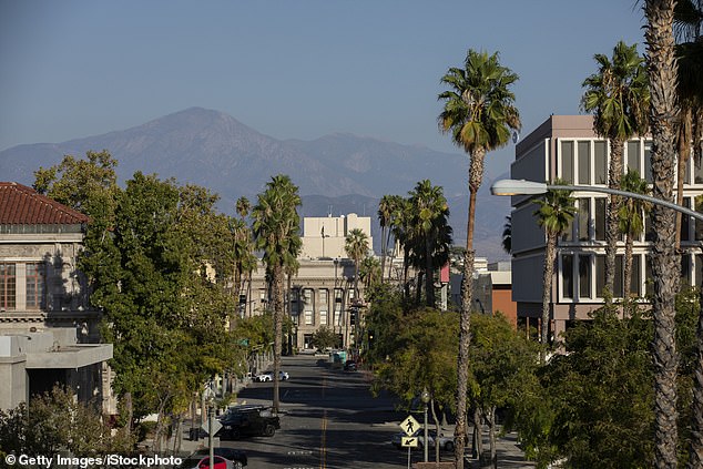 Afternoon view of the downtown skyline of San Bernardino, California, the fourth dirtiest city in America due to poor air quality.  Many other cities in the Golden State have poor air quality due to pollution