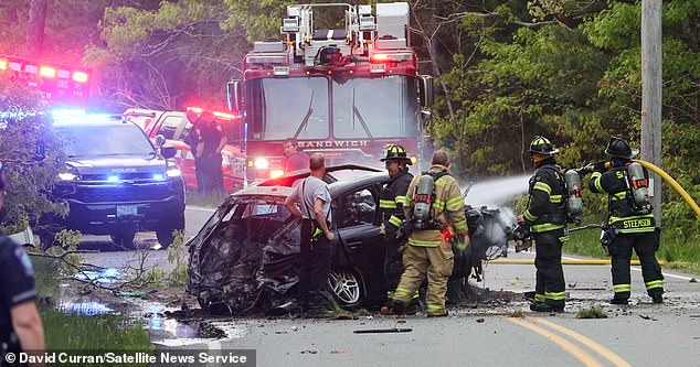 He was taken to hospital with minor injuries after crashing his Porsche during a police chase