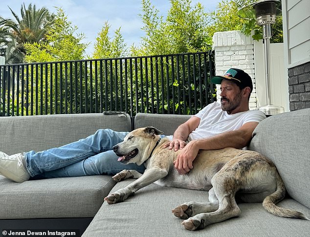 The Step Up star then added several photos of her family, and her fiancé Steve Kazee was seen relaxing with their dog in one of her photos