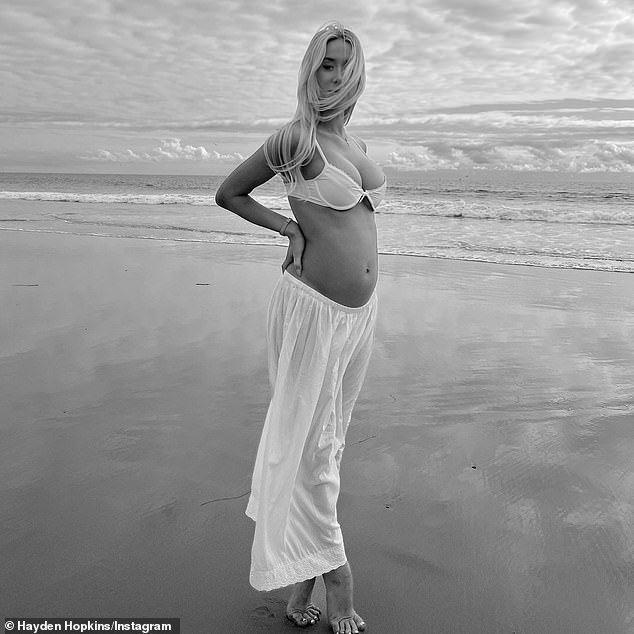 Last month, Hopkins posted a photo on Instagram showing off her pregnancy belly