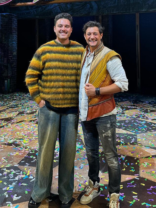 The 28-year-old, known for presenting The Night Show on the popular channel, has revealed he will be joining the famous cast of musical sensation & Juliet.  Pictured with Rob Mills