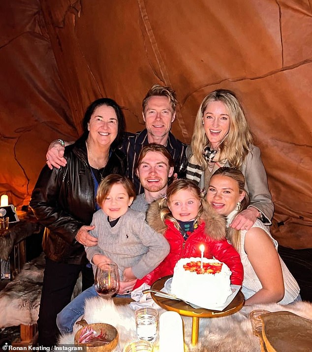 The couple then welcomed son Cooper Archer, seven, and four-year-old daughter Coco Knox, while Ronan also shares Jack, 25, Missy, 23, and Ali, 18, with ex-wife Yvonne Connolly (pictured together)