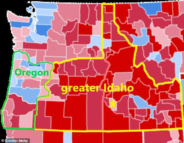 This map outlines the counties that would be incorporated into the state of Idaho if the move is approved