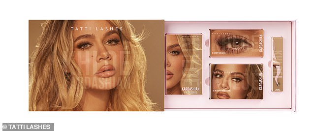 Khloe's collection consists of three reusable lashes 'made with lightweight, synthetic fibers, carefully placed on an invisible band designed to blend seamlessly with the natural lash line for an undetectable, flawless finish'