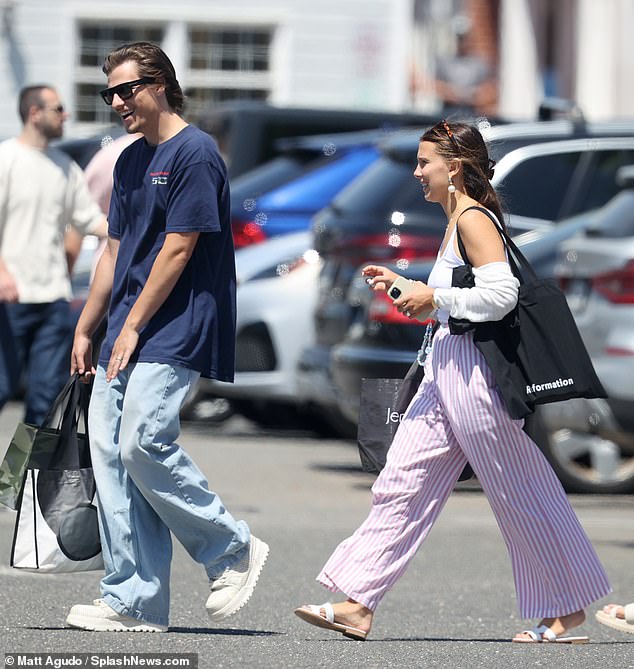 Just days after secretly tying the knot, Millie and Jake appear to be enjoying a mini-honeymoon in New York City's lush Hamptons.