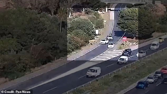 The tourists had to reverse onto a one-way road to avoid being hit