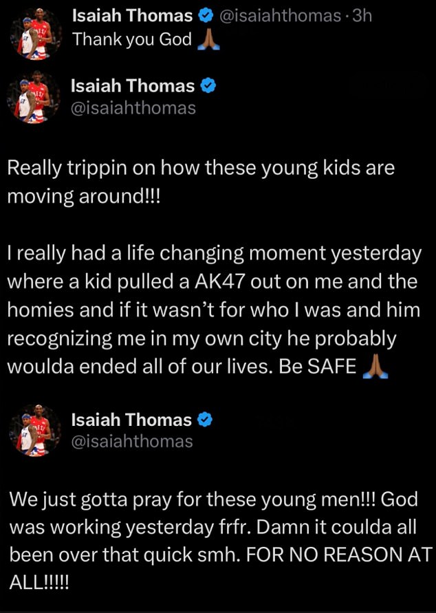 Isaiah Thomas detailed the incident in a series of posts on X that he has since deleted