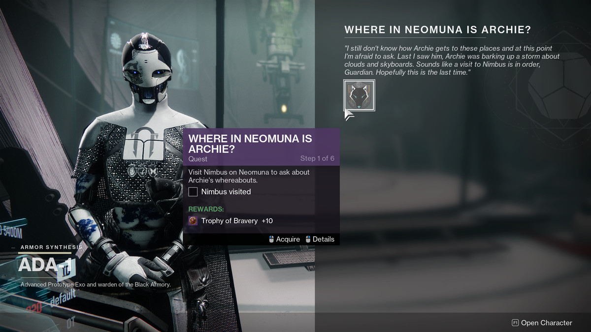 Start the 'Where in Neomuna is Archie' quest in Destiny 2